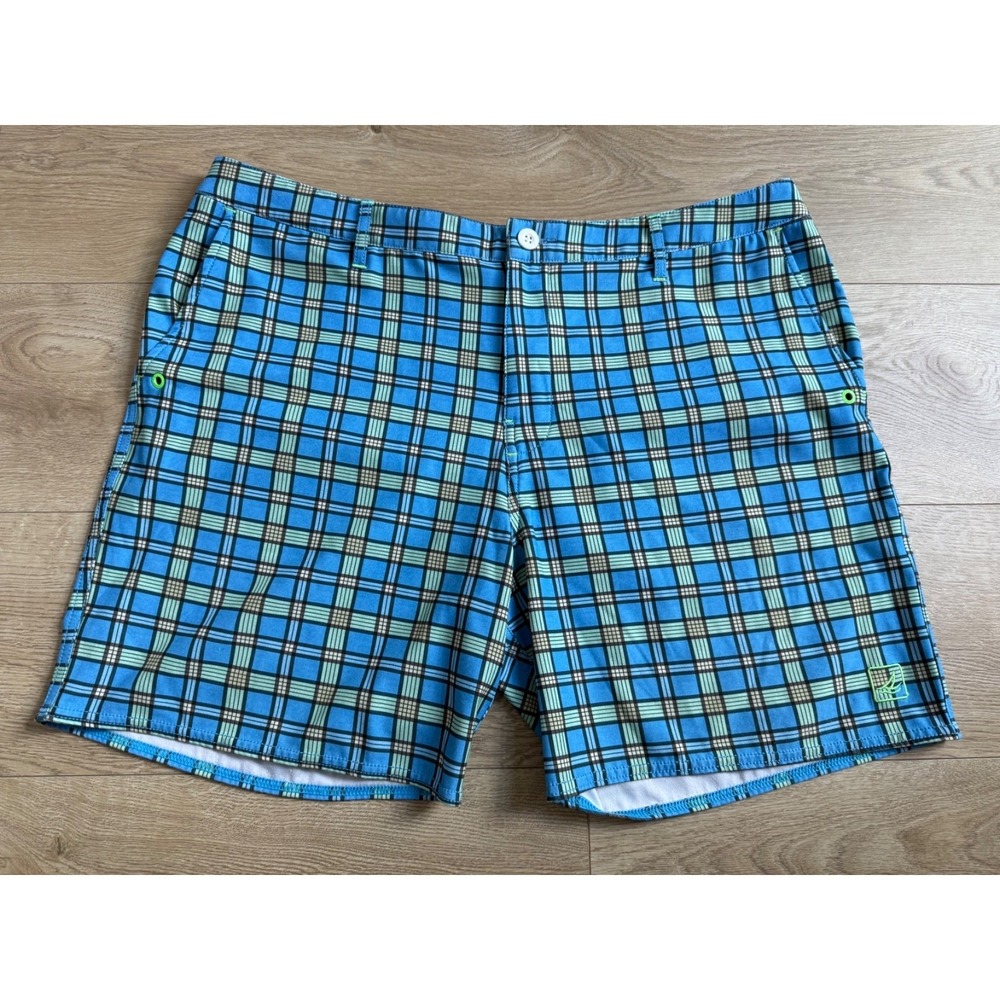 Mens Sperry Top Sider men's blue green plaid‎ shorts light weight summer size 38